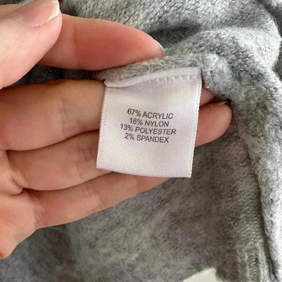 Pure / US Collection Grey Cross Front Sweater, Cozy Trendy Fall Knit, Medium - Picture 10 of 16